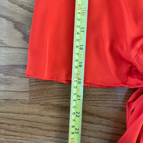 Milly Womens Silk Blend Tie Front Top Size XS Coral Stretch Casual Chic Blouse - Picture 10 of 10